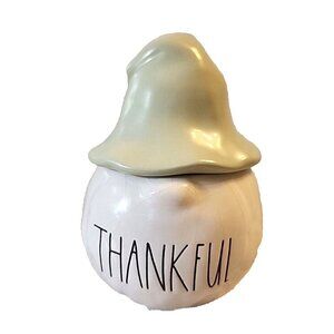 Rae Dunn THANKFUL GNOME in Hat  Ceramic 6 Inches Tall AS IS Crazing
